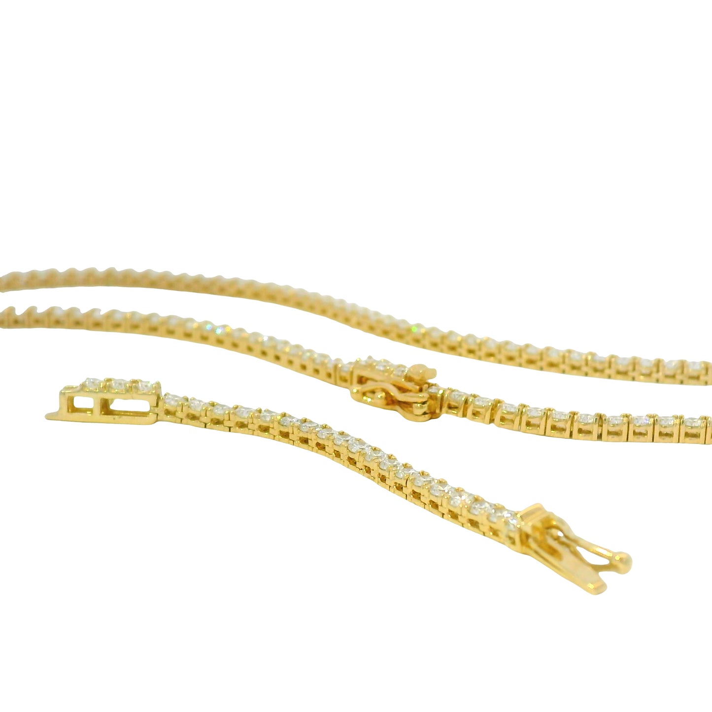 14k Yellow Gold Natural 7.10 Carat Diamond Tennis Necklace