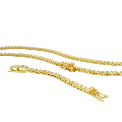 14k Yellow Gold Natural 7.10 Carat Diamond Tennis Necklace
