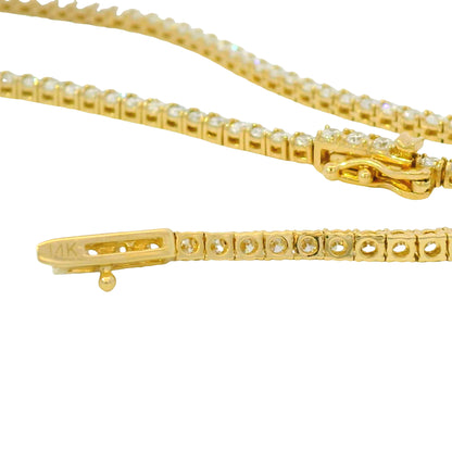 14k Yellow Gold Natural 7.10 Carat Diamond Tennis Necklace