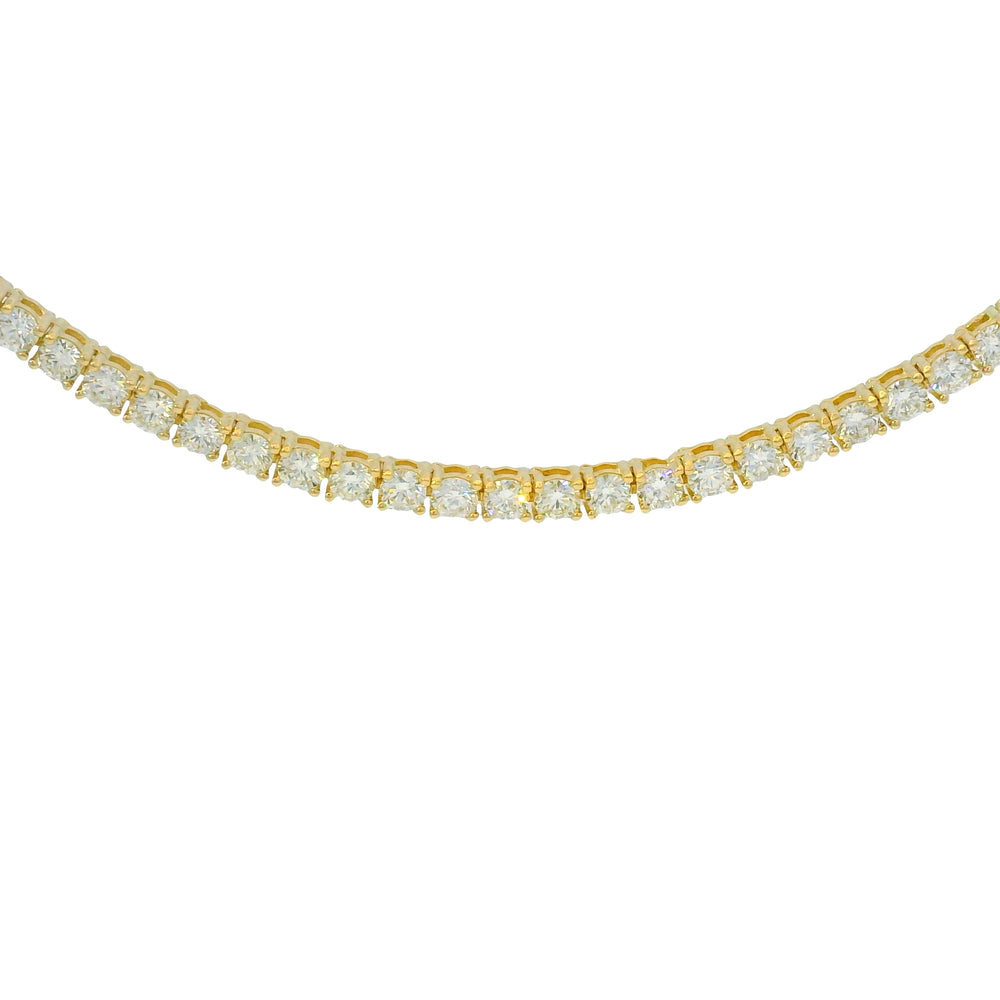 14k Yellow Gold Natural 7.10 Carat Diamond Tennis Necklace — product photo 1
