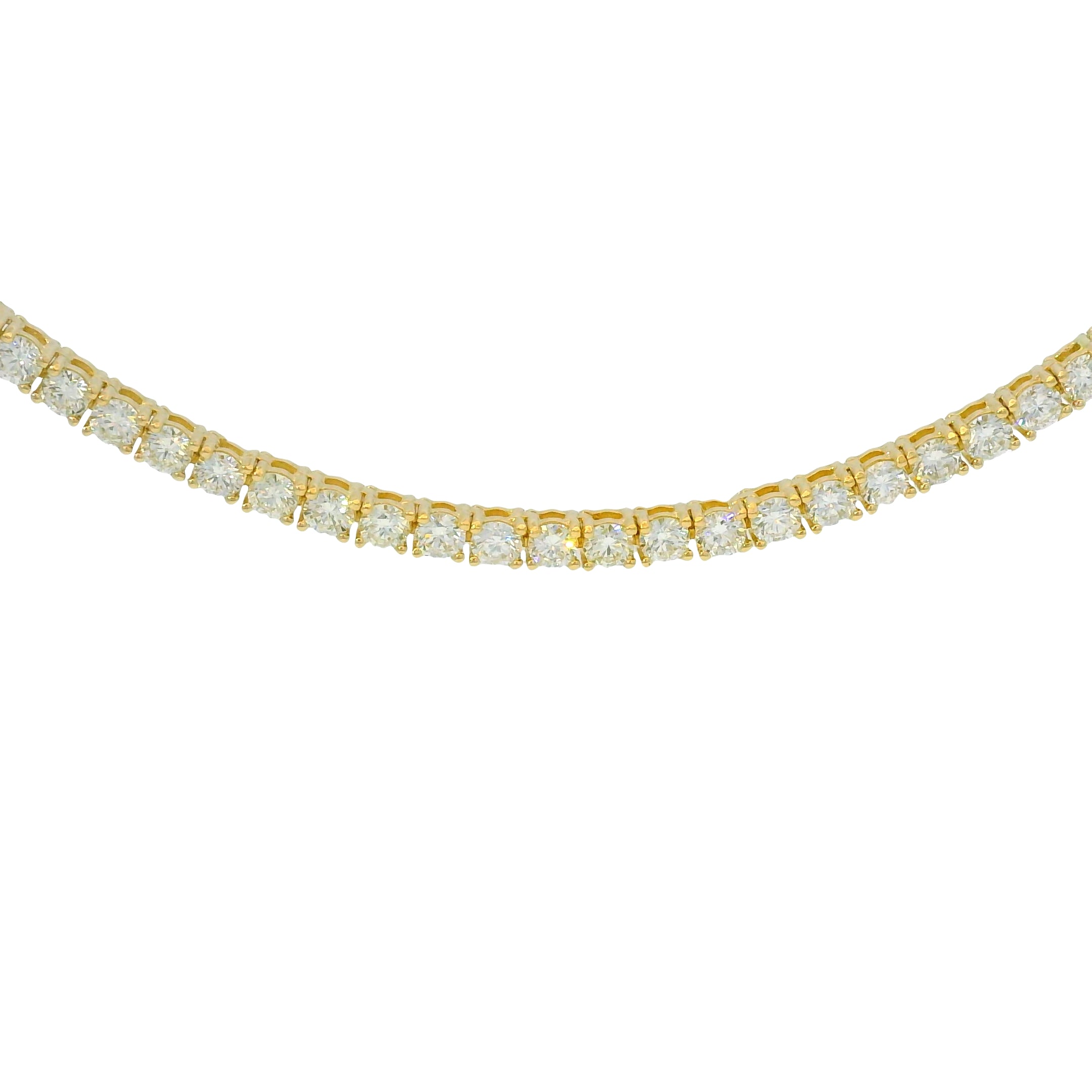 14k Yellow Gold Natural 7.10 Carat Diamond Tennis Necklace