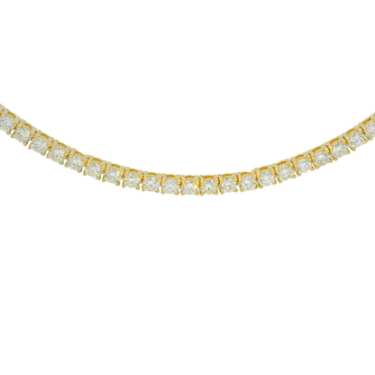 14k Yellow Gold Natural 7.10 Carat Diamond Tennis Necklace
