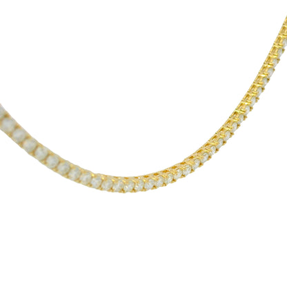 14k Yellow Gold Natural 7.10 Carat Diamond Tennis Necklace