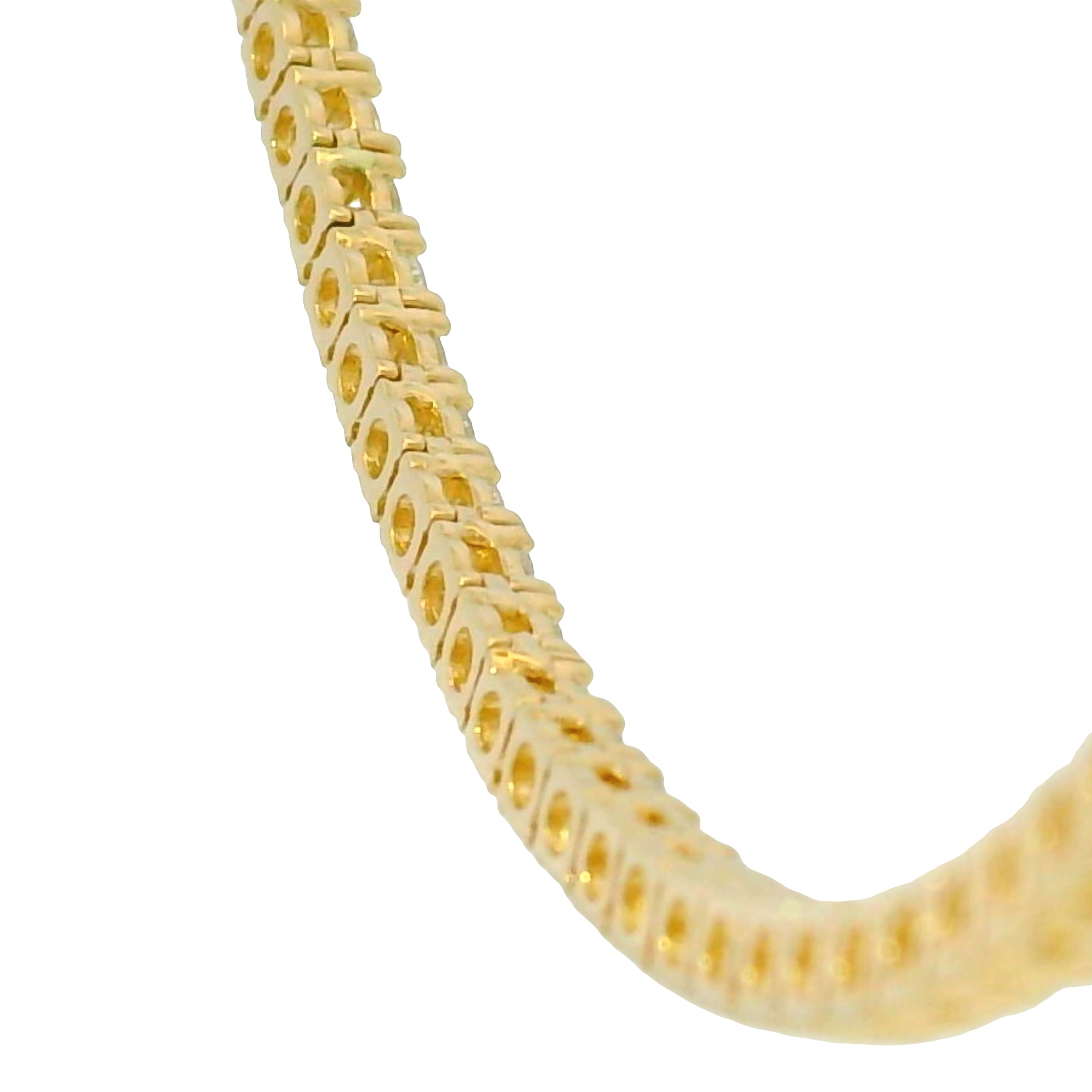 14k Yellow Gold Natural 7.10 Carat Diamond Tennis Necklace