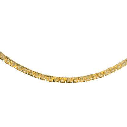 14k Yellow Gold Natural 7.10 Carat Diamond Tennis Necklace
