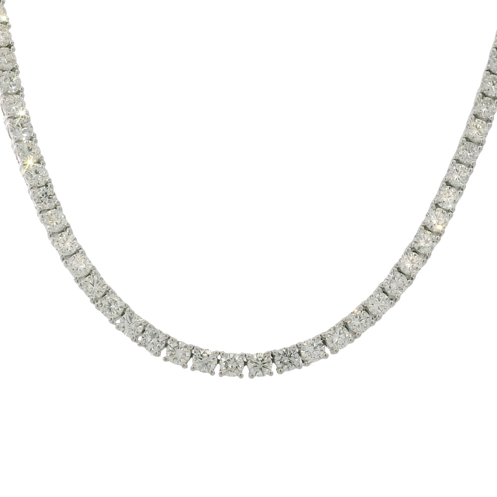 14k White Gold Natural 12.65 Carat Diamond Tennis Necklace — product photo 1