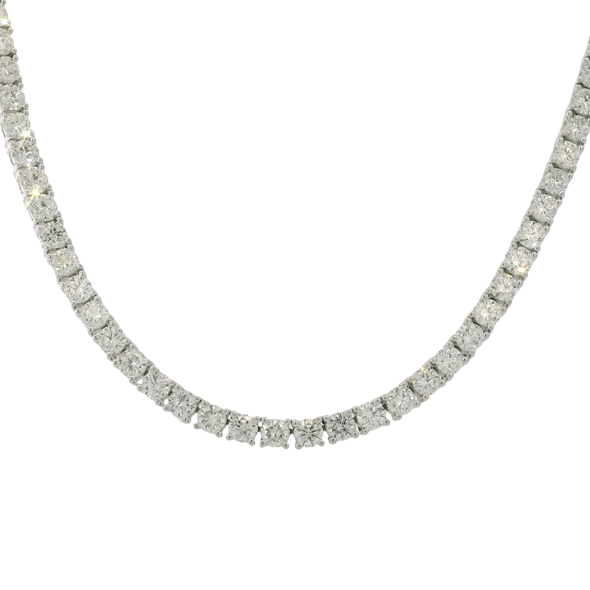 14k White Gold Natural 12.65 Carat Diamond Tennis Necklace