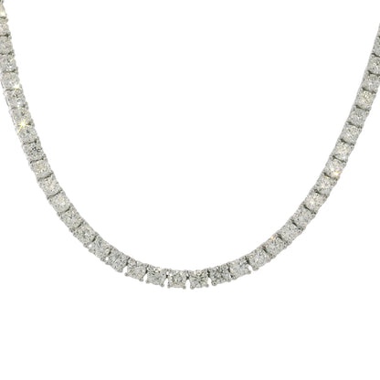 14k White Gold Natural 12.65 Carat Diamond Tennis Necklace