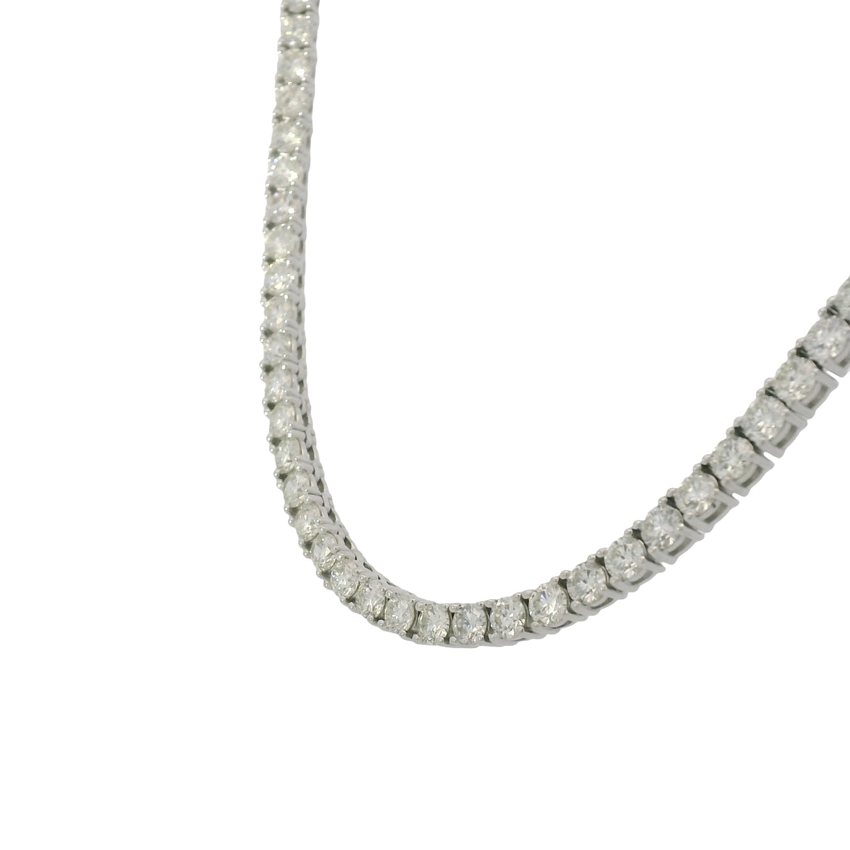 14k White Gold Natural 12.65 Carat Diamond Tennis Necklace