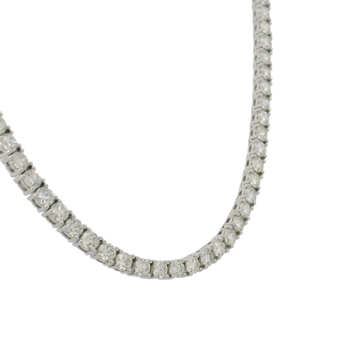 14k White Gold Natural 12.65 Carat Diamond Tennis Necklace