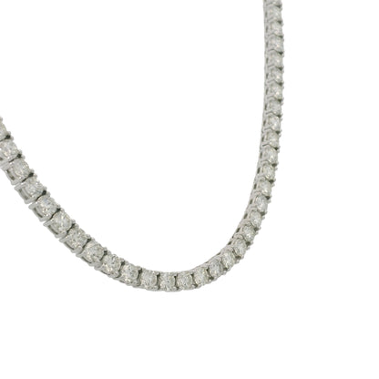 14k White Gold Natural 12.65 Carat Diamond Tennis Necklace