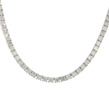 14k White Gold Natural 12.65 Carat Diamond Tennis Necklace