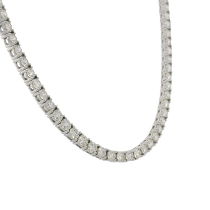 14k White Gold Natural 12.65 Carat Diamond Tennis Necklace