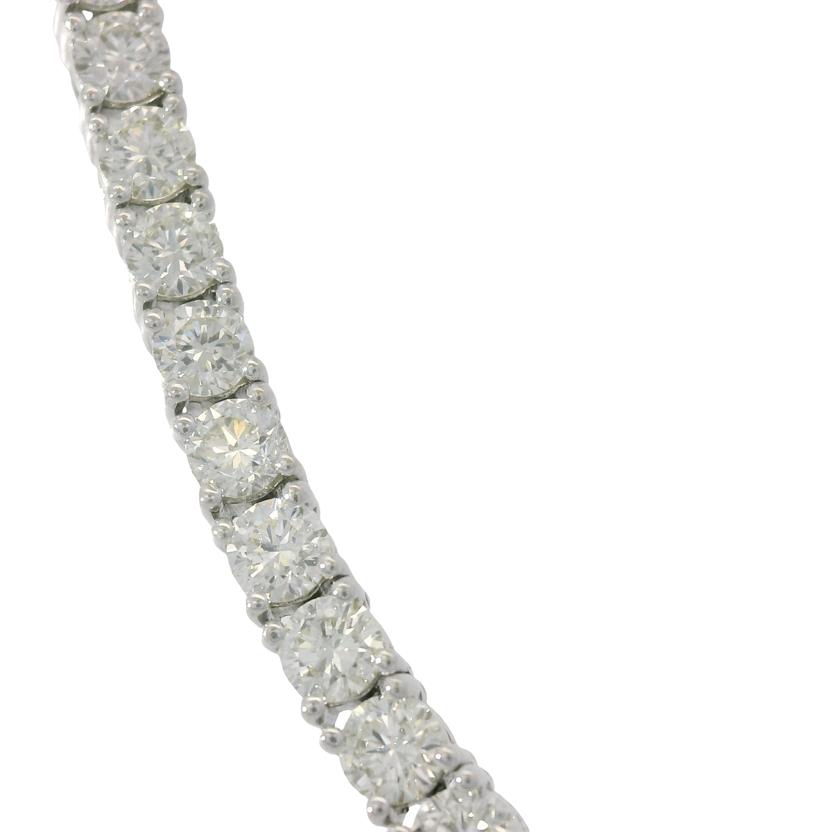 14k White Gold Natural 12.65 Carat Diamond Tennis Necklace
