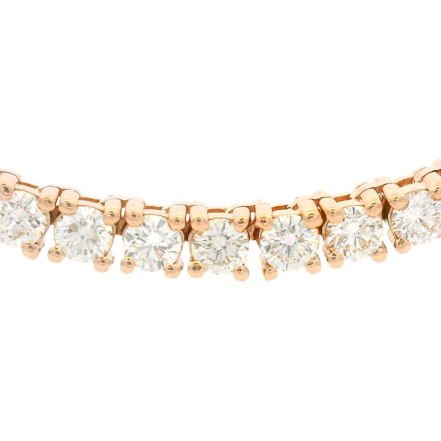 14k Rose Gold Natural 15.05 Carat Diamond Tennis Necklace