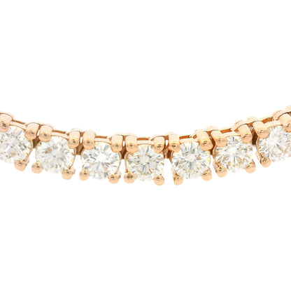 14k Rose Gold Natural 15.05 Carat Diamond Tennis Necklace