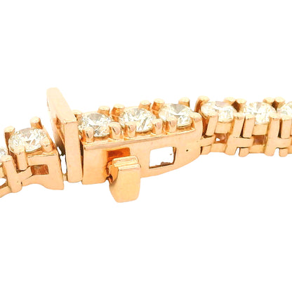14k Rose Gold Natural 15.05 Carat Diamond Tennis Necklace
