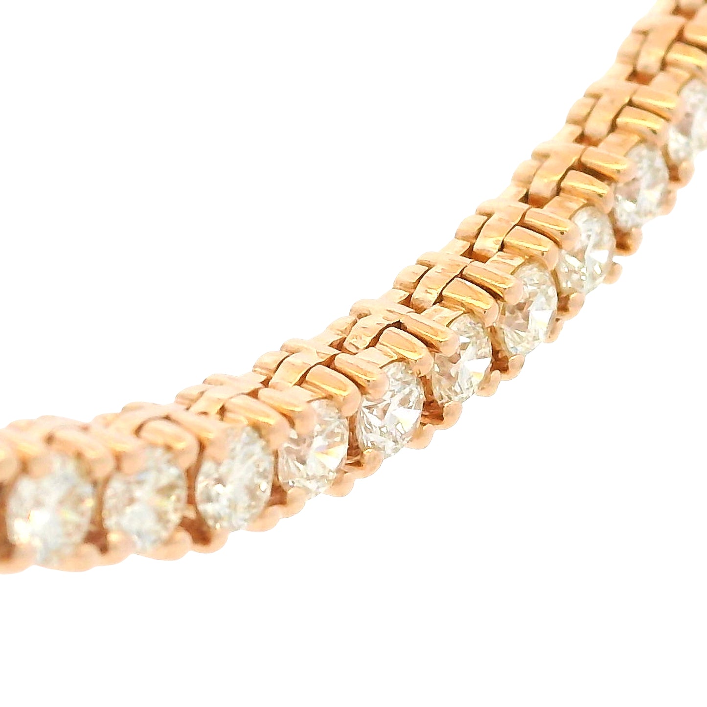 14k Rose Gold Natural 15.05 Carat Diamond Tennis Necklace