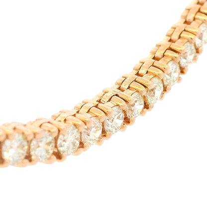 14k Rose Gold Natural 15.05 Carat Diamond Tennis Necklace