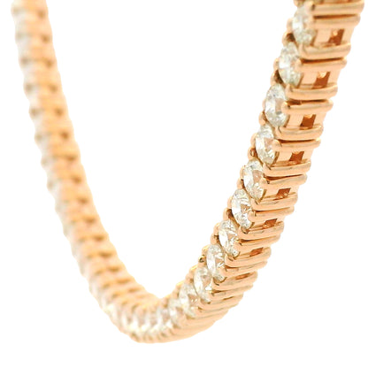 14k Rose Gold Natural 15.05 Carat Diamond Tennis Necklace