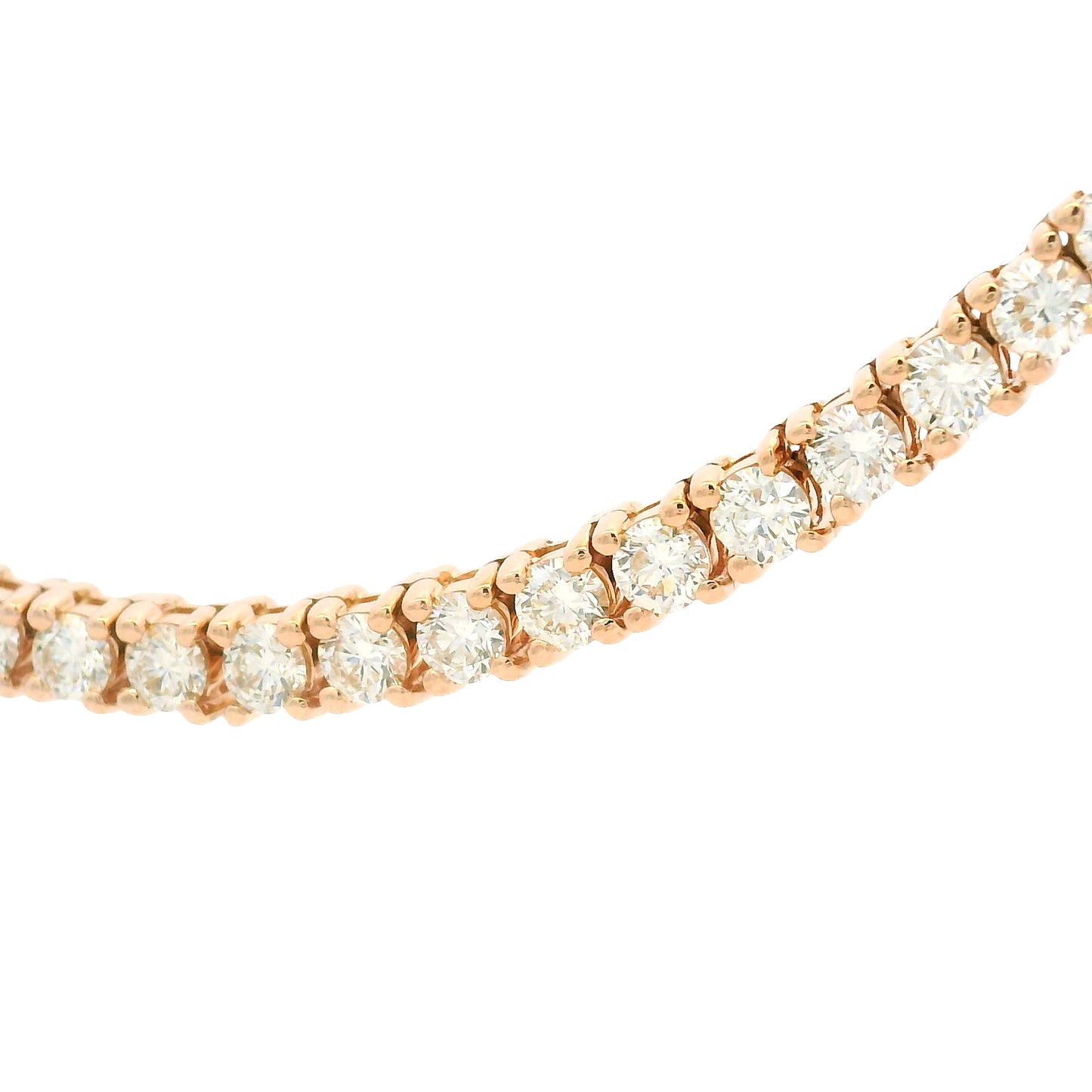 14k Rose Gold Natural 15.05 Carat Diamond Tennis Necklace