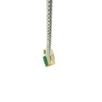 14K Two-Tone Gold Natural Diamond & Emerald Pendant Tennis Necklace