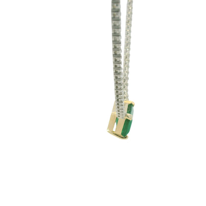 14K Two-Tone Gold Natural Diamond & Emerald Pendant Tennis Necklace
