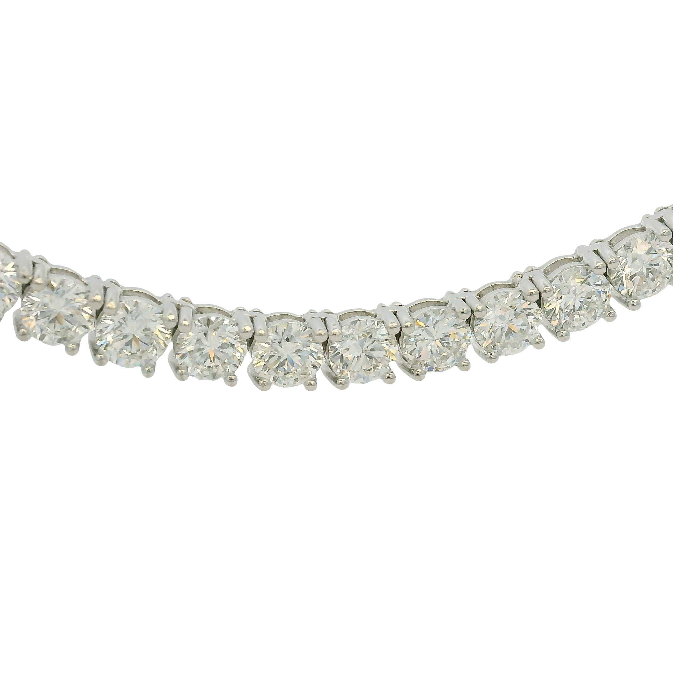 14k White Gold Natural 27.40 Carat Diamond Adjustable Tennis Necklace