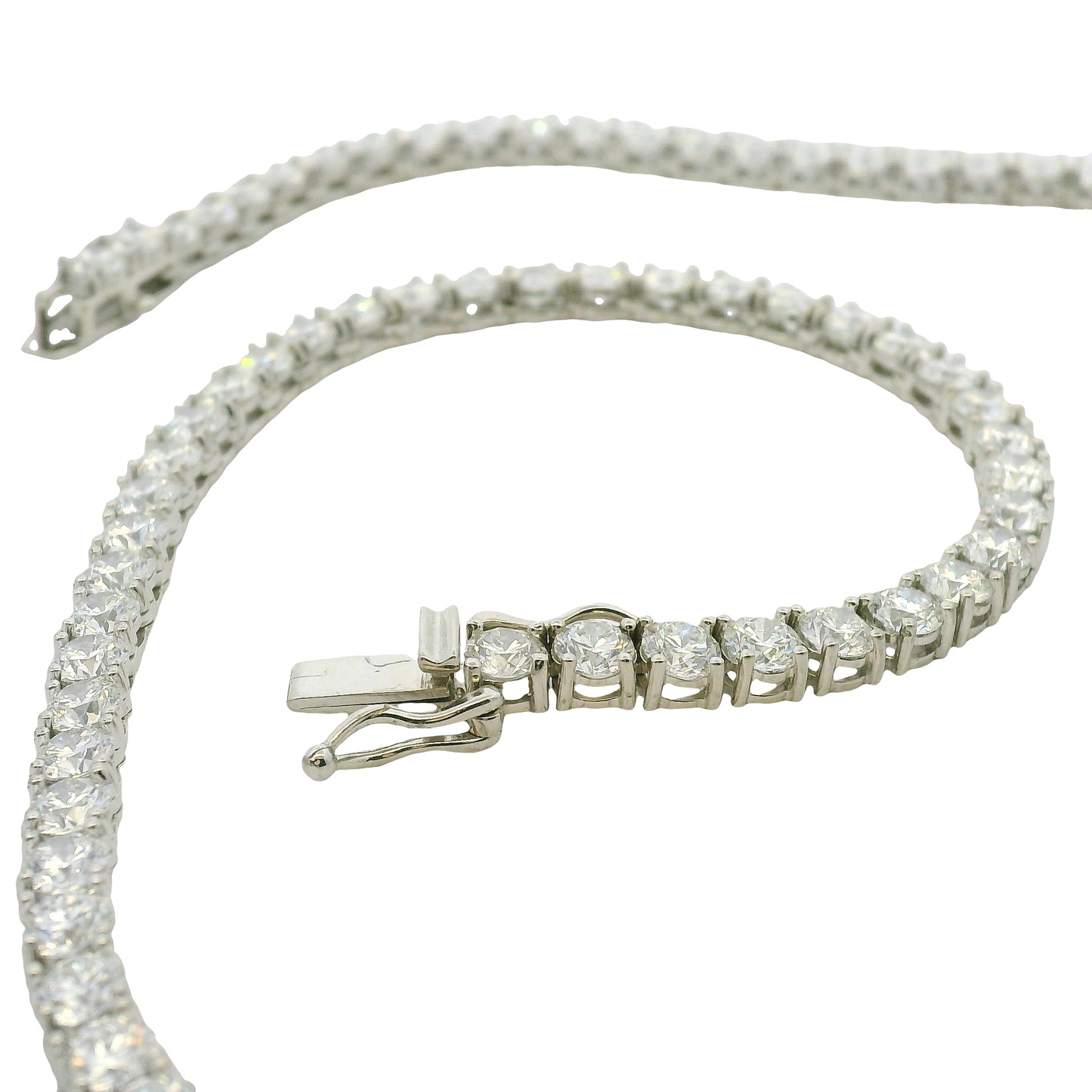 14k White Gold Natural 27.40 Carat Diamond Adjustable Tennis Necklace