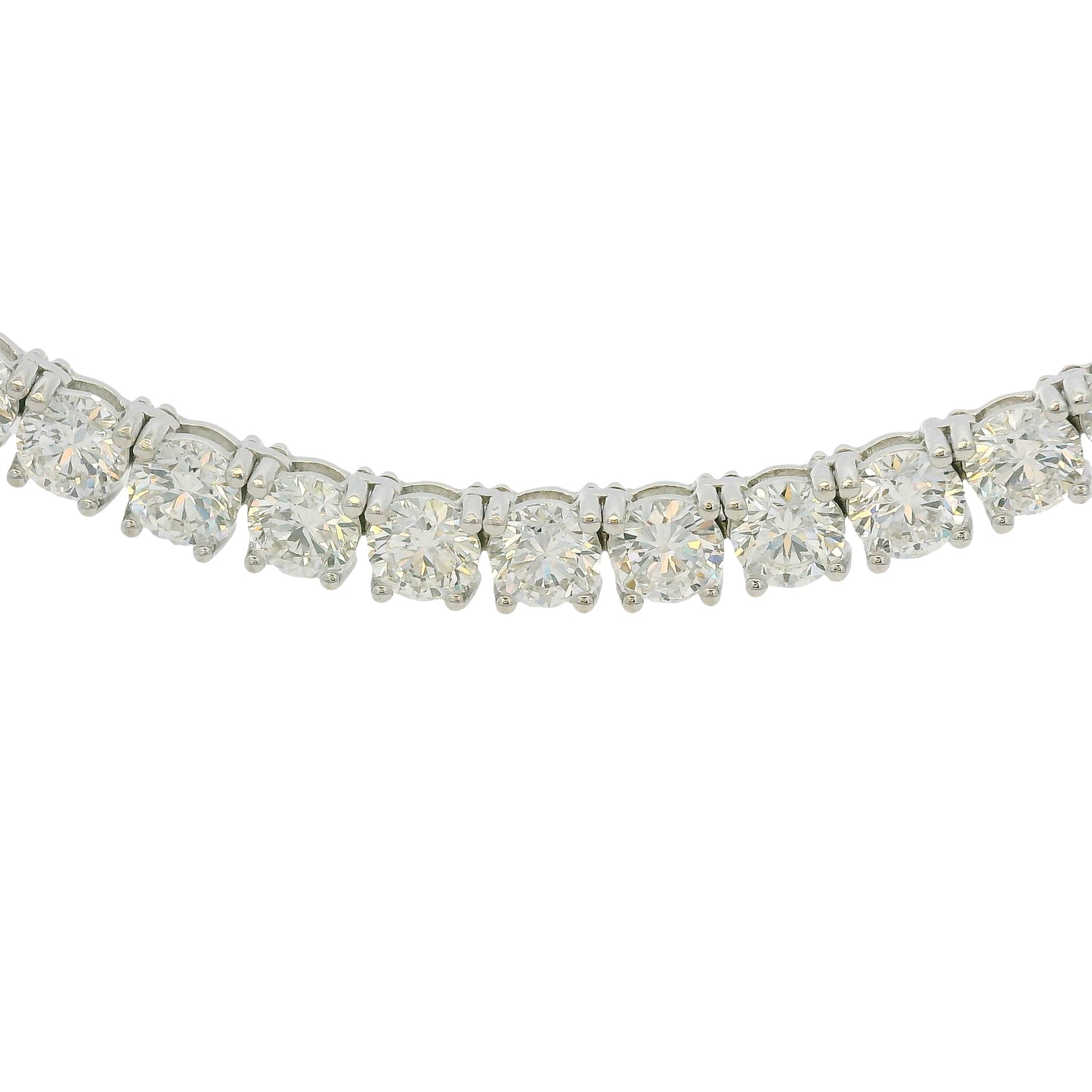 14k White Gold Natural 27.40 Carat Diamond Adjustable Tennis Necklace