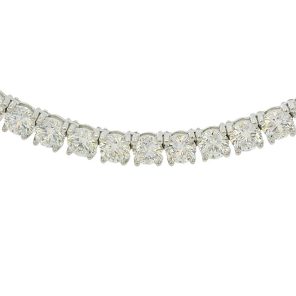 14k White Gold Natural 27.40 Carat Diamond Adjustable Tennis Necklace