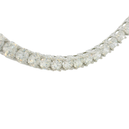 14k White Gold Natural 27.40 Carat Diamond Adjustable Tennis Necklace