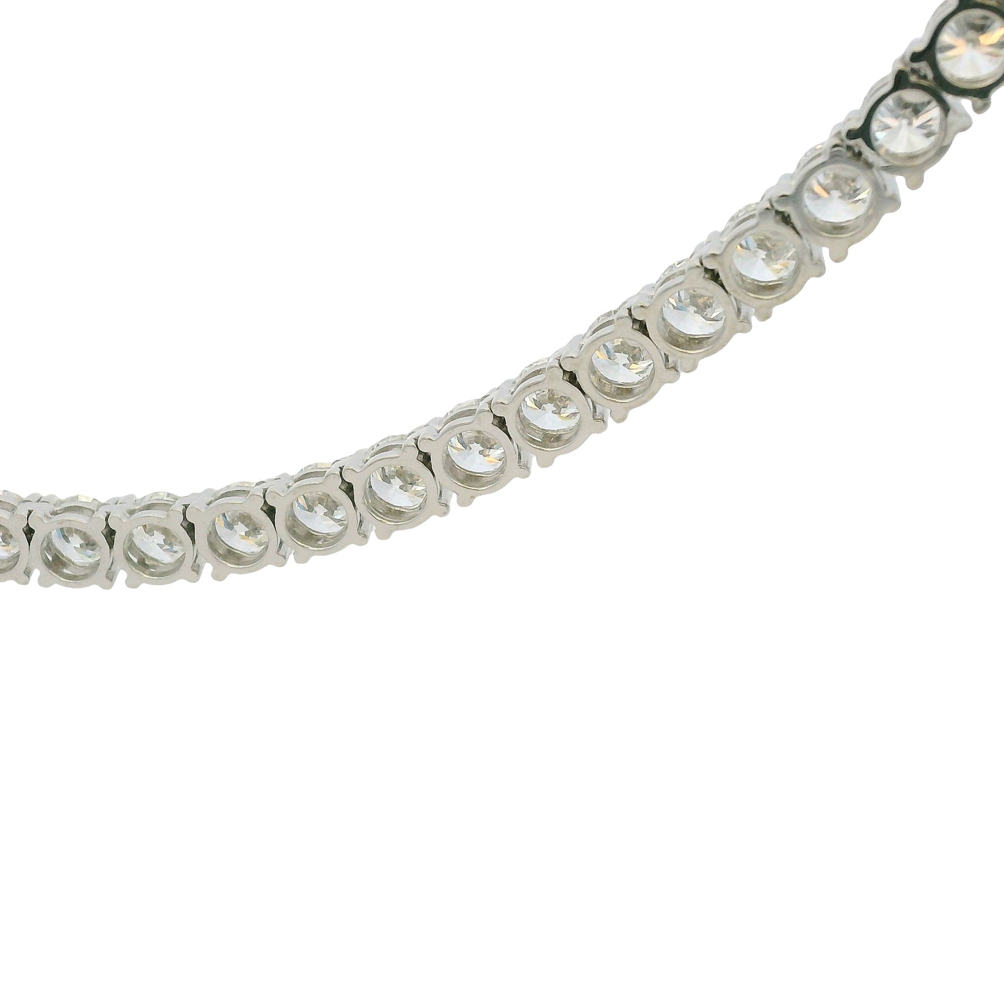 14k White Gold Natural 27.40 Carat Diamond Adjustable Tennis Necklace