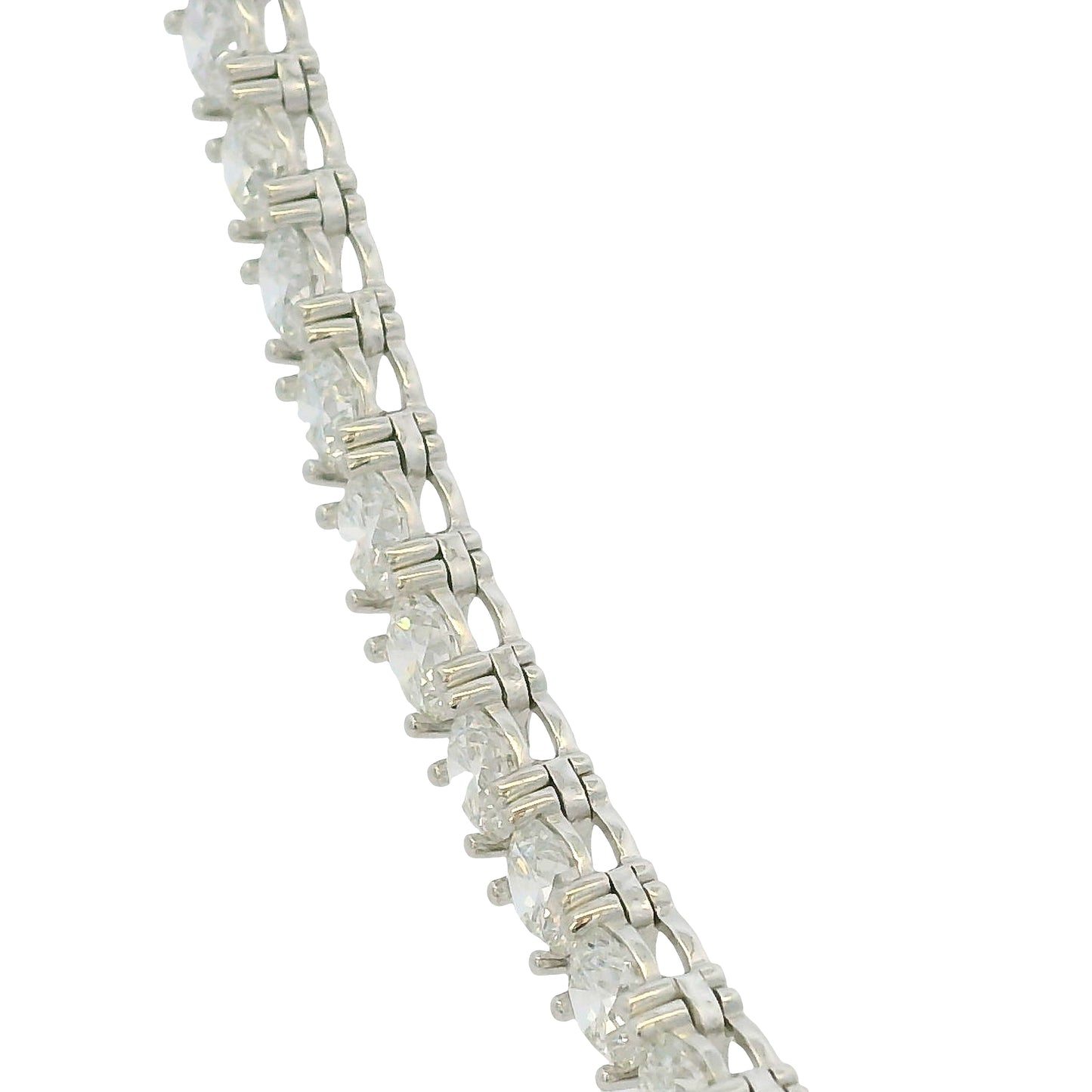 14k White Gold Natural 27.40 Carat Diamond Adjustable Tennis Necklace