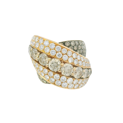 18K Rose Gold Natural 30.0 Carat White & Brown Diamond Crossover Ring