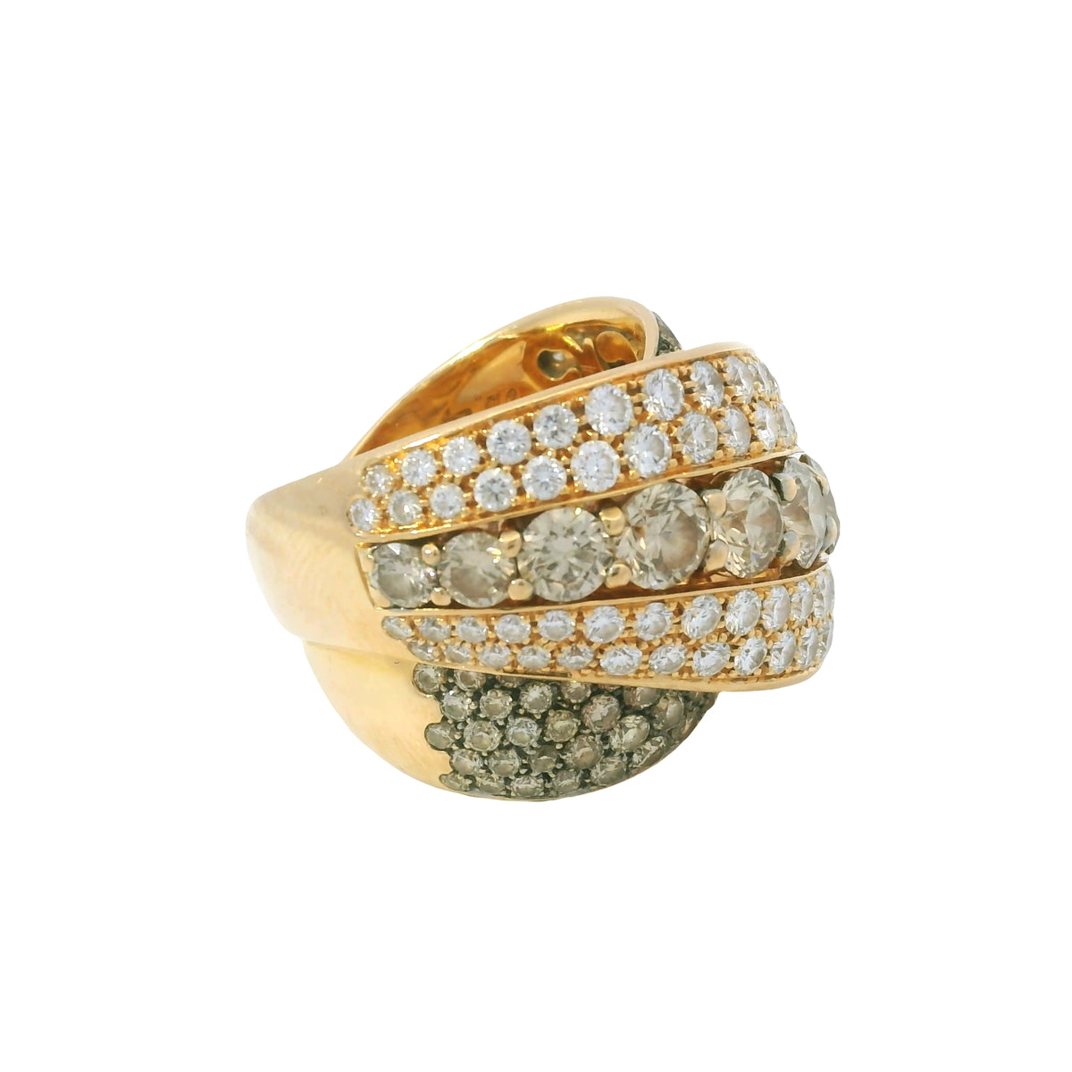 18K Rose Gold Natural 30.0 Carat White & Brown Diamond Crossover Ring