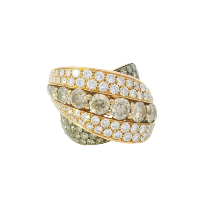 18K Rose Gold Natural 30.0 Carat White & Brown Diamond Crossover Ring