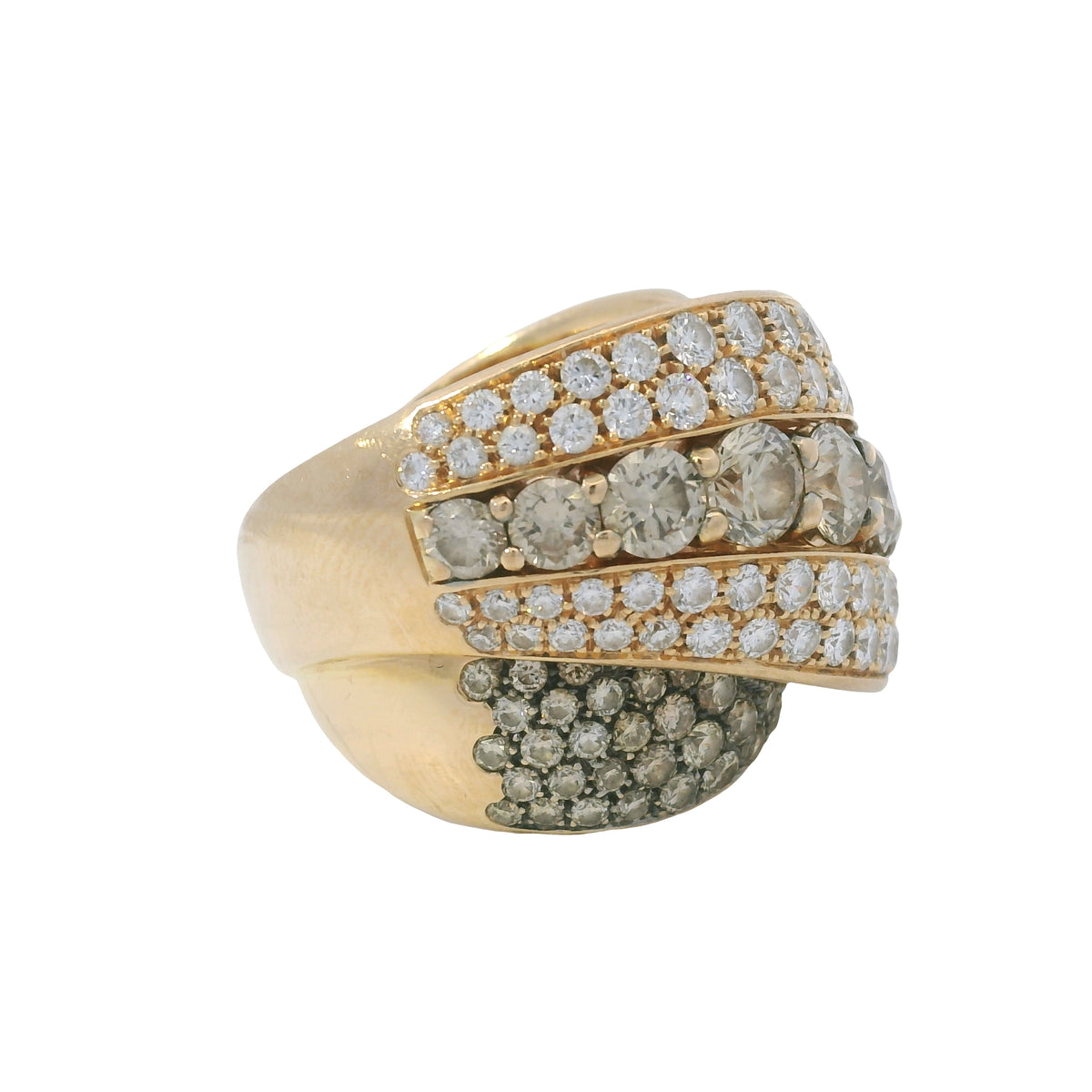 18K Rose Gold Natural 30.0 Carat White & Brown Diamond Crossover Ring