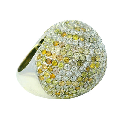 18K White Gold Natural Diamond & Sapphire Large Dome Cocktail Ring