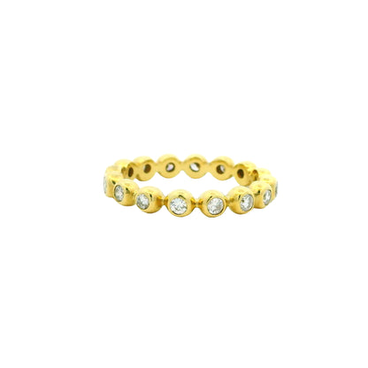 18K Yellow Gold Natural Round Brilliant Diamond Bezel Set Stackable Ring