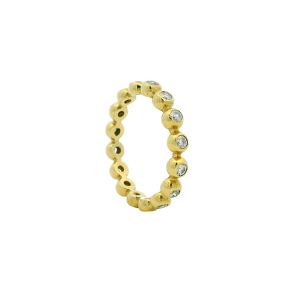 18K Yellow Gold Natural Round Brilliant Diamond Bezel Set Stackable Ring