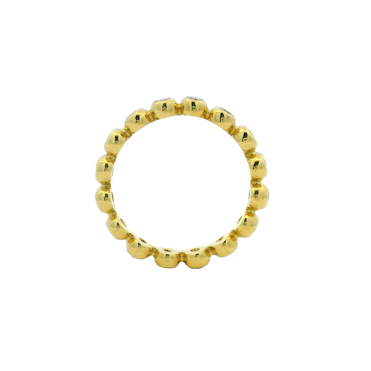 18K Yellow Gold Natural Round Brilliant Diamond Bezel Set Stackable Ring