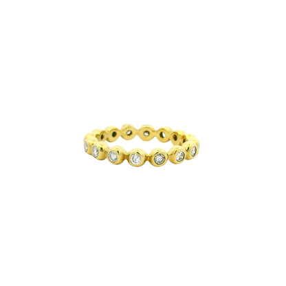 18K Yellow Gold Natural Round Brilliant Diamond Bezel Set Stackable Ring