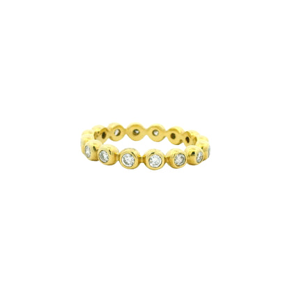 18K Yellow Gold Natural Round Brilliant Diamond Bezel Set Stackable Ring