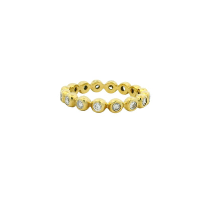 18K Yellow Gold Natural Round Brilliant Diamond Bezel Set Stackable Ring
