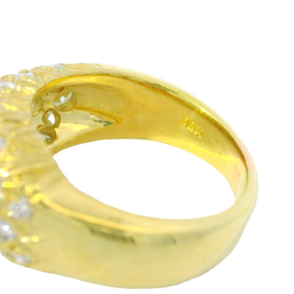 18K Yellow Gold Natural 1.56 Carat Diamond Pave Asymmetric Dome Ring
