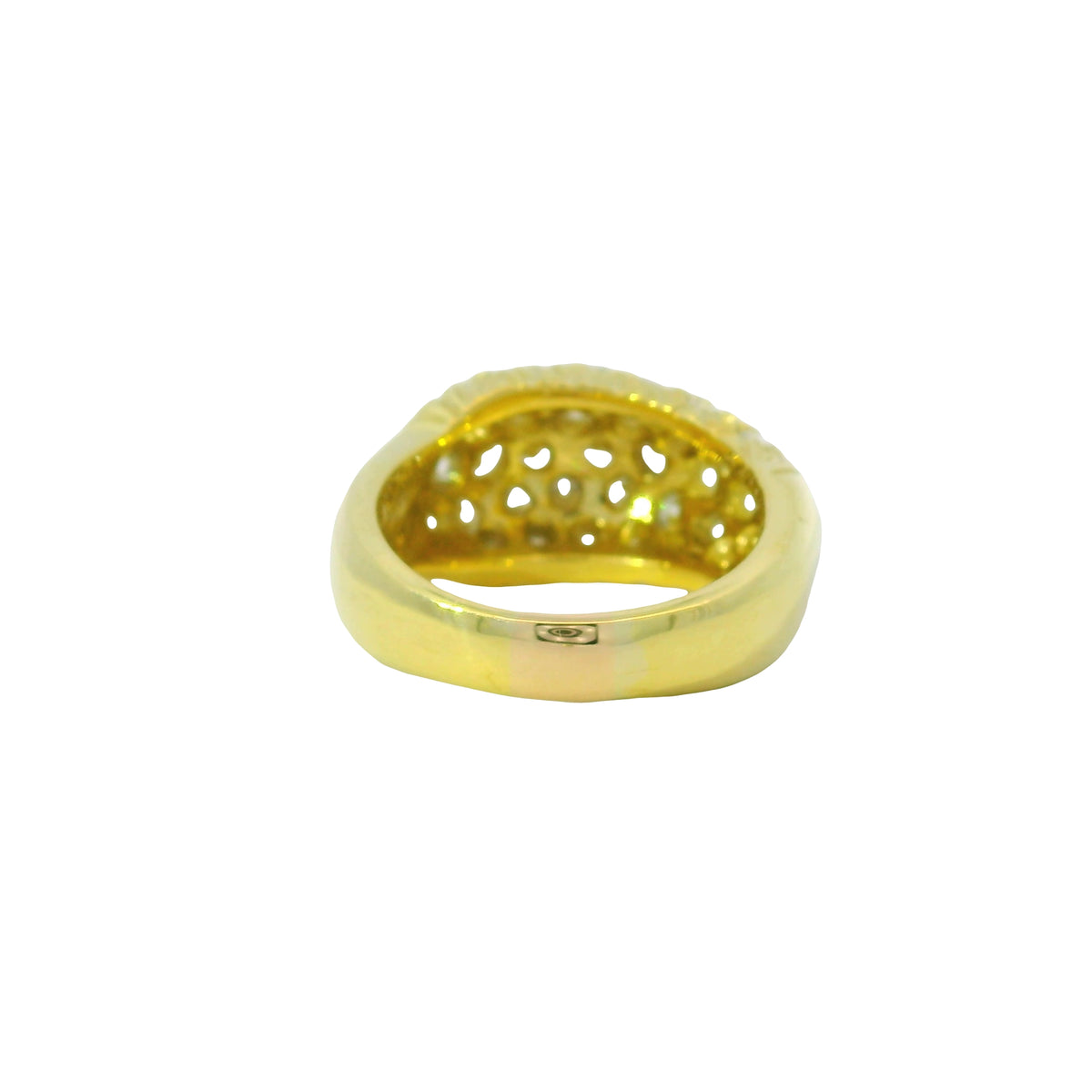 18K Yellow Gold Natural 1.56 Carat Diamond Pave Asymmetric Dome Ring