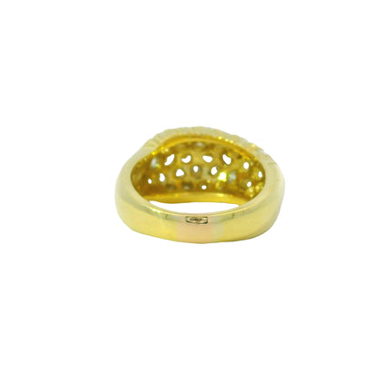 18K Yellow Gold Natural 1.56 Carat Diamond Pave Asymmetric Dome Ring