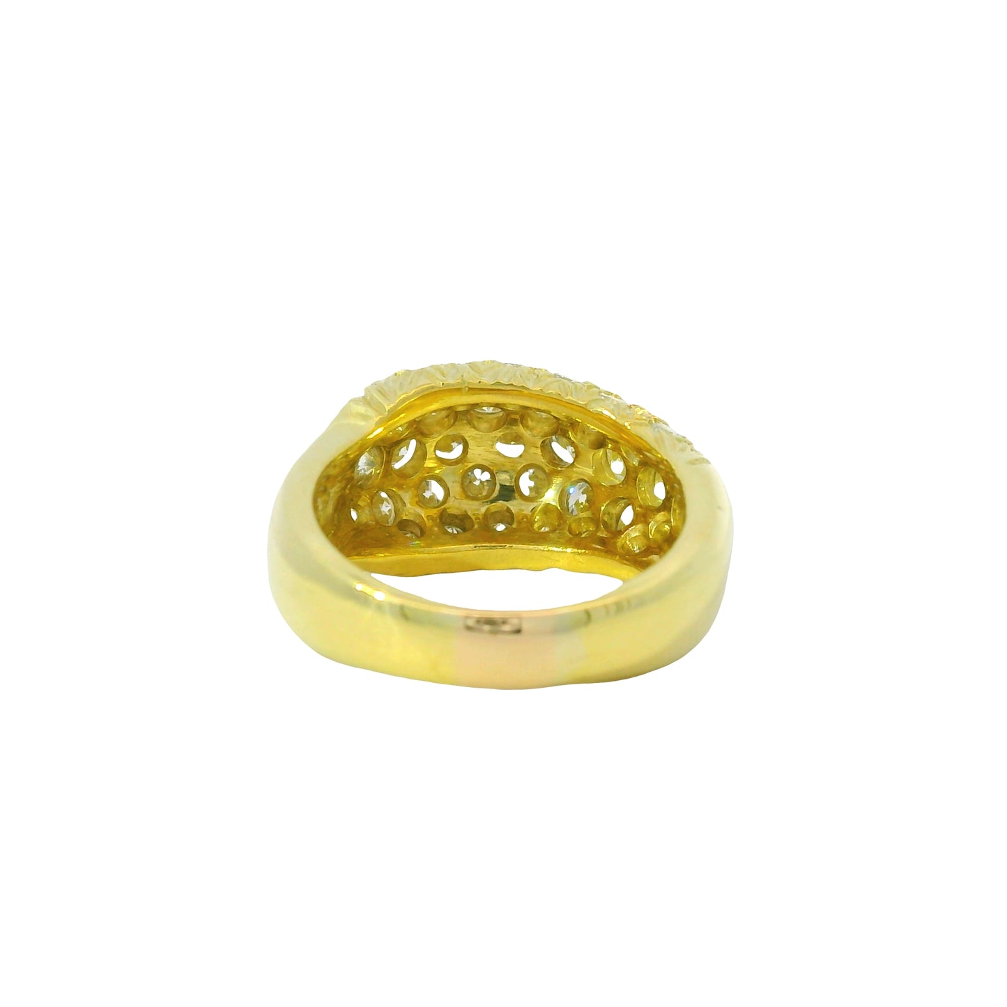 18K Yellow Gold Natural 1.56 Carat Diamond Pave Asymmetric Dome Ring