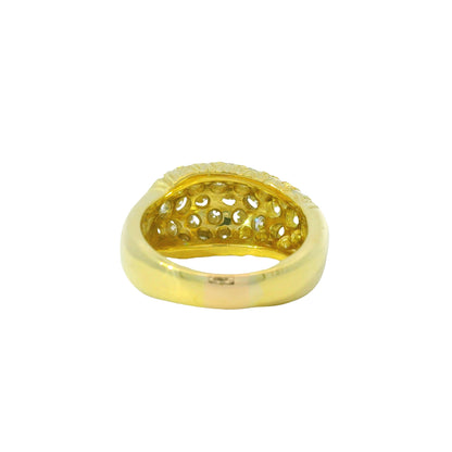 18K Yellow Gold Natural 1.56 Carat Diamond Pave Asymmetric Dome Ring